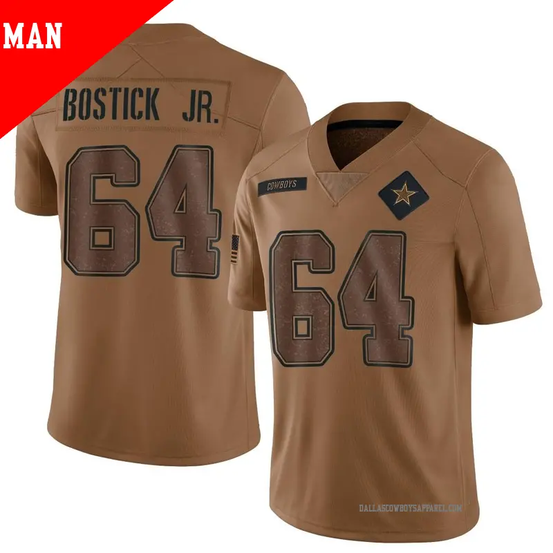 Men s 64 Earl Bostick Jr. Dallas Cowboys Limited Brown 2023 Salute To Service Jersey