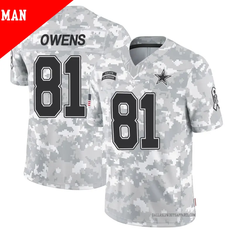 Men's ＃81 Terrell Owens Dallas Cowboys Limited Arctic Camo 2024 Salute to Service Jersey