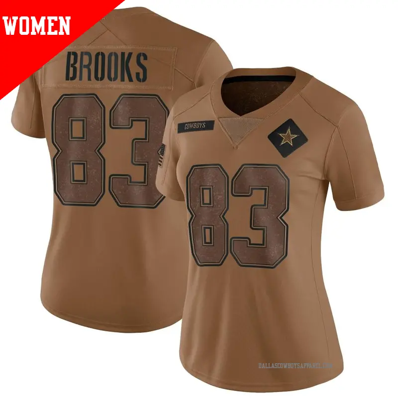 Women's ＃83 Jalen Brooks Dallas Cowboys Limited Brown 2023 Salute To Service Jersey